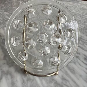 Vintage Clear Glass Flower Frog 5”